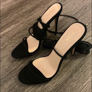 Black Knee High Strappy Heel